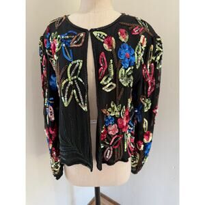Vintage Sweelo Women's 80s sequin evening jacket Top Holiday New year L DISCO